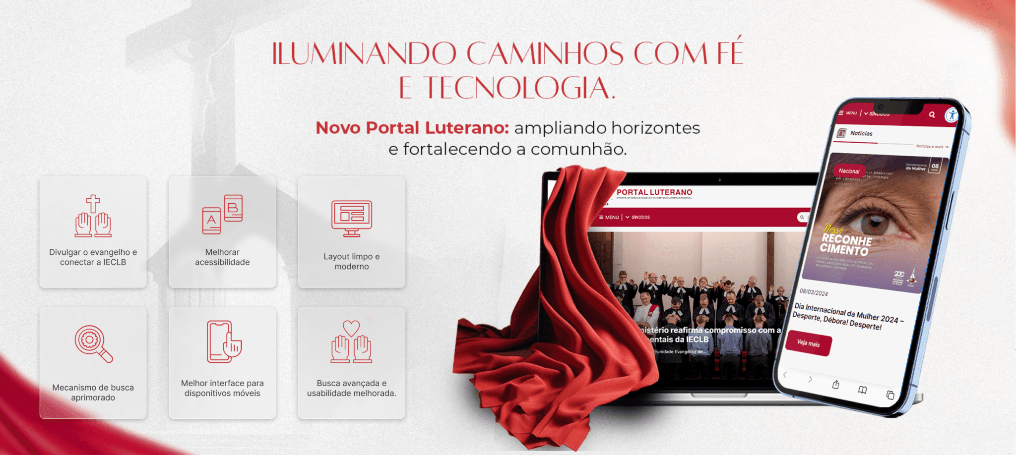 Imagem com descrição das melhorias do Novo Portal Luterano