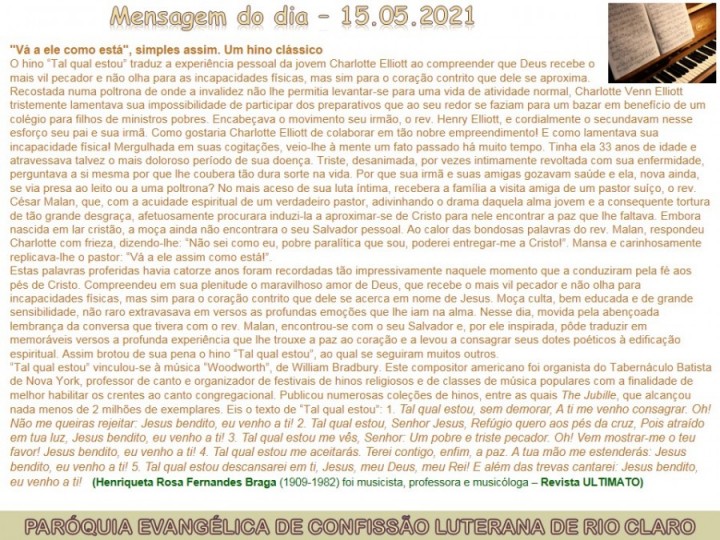 Mensagem do dia - 15.05.2021