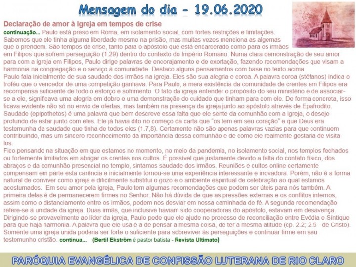 Mensagem do dia - 19.06.2020