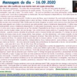 Mensagem do dia - 16.09.2020