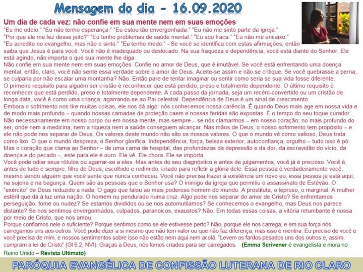 Mensagem do dia - 16.09.2020