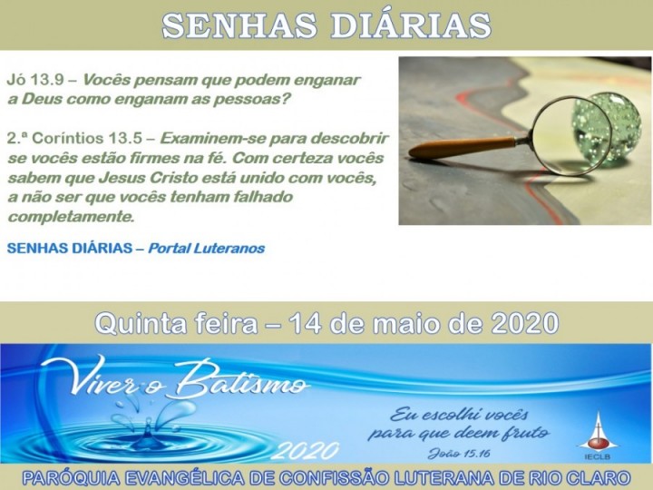 Senhas do dia - 14.05.2020