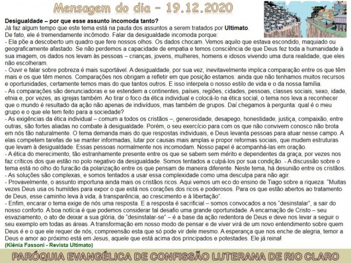 Mensagem do dia - 19.12.2020