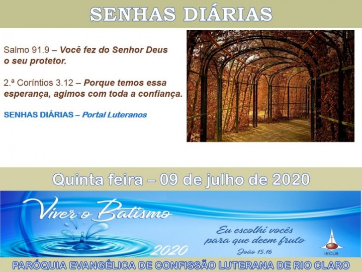 Senhas do dia - 09.07.2020