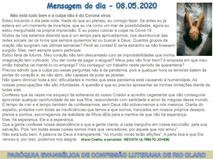 Mensagem do dia - 08.05.2020
