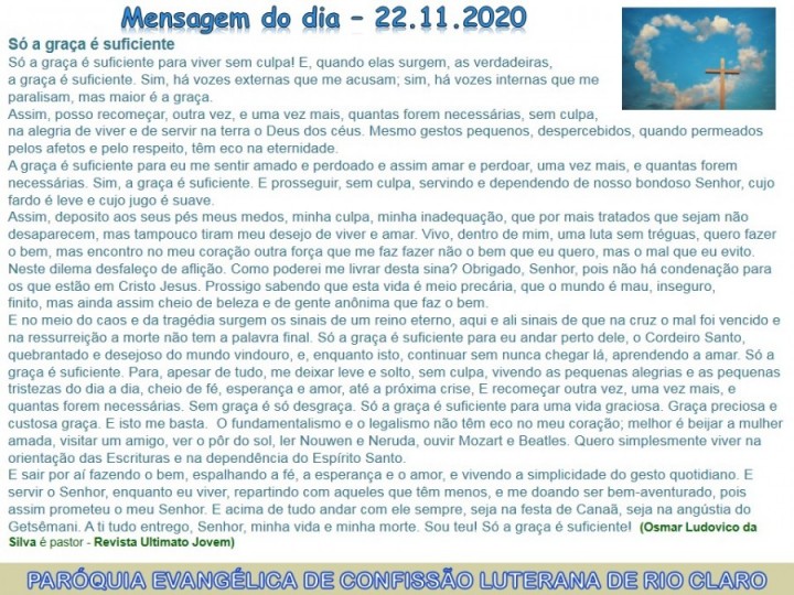 Mensagem do dia - 22.11.2020