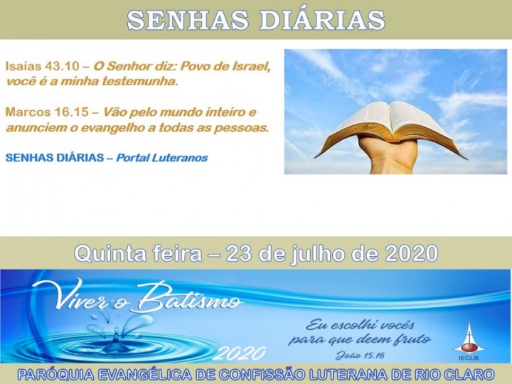 Senhas do dia - 23.07.2020
