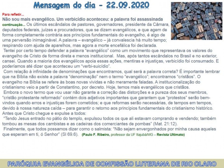 Mensagem do dia - 22.09.2020