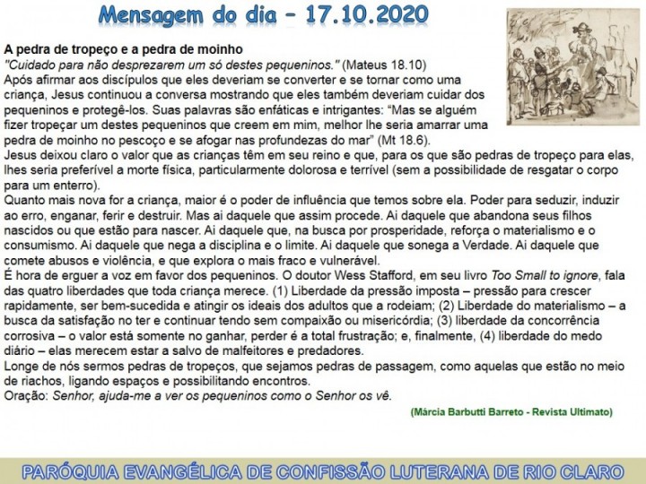 Mensagem do dia - 17.10.2020