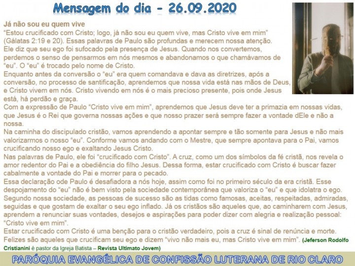 Mensagem do dia - 26.09.2020