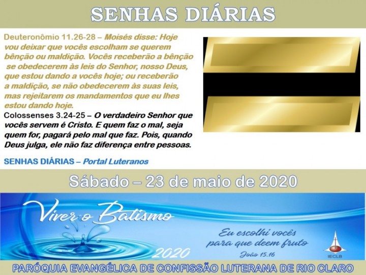 Senhas do dia - 23.05.2020