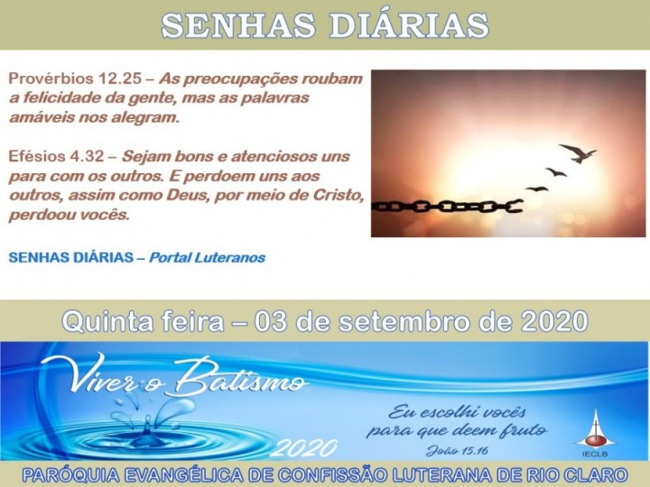Senhas do dia - 03.09.2020