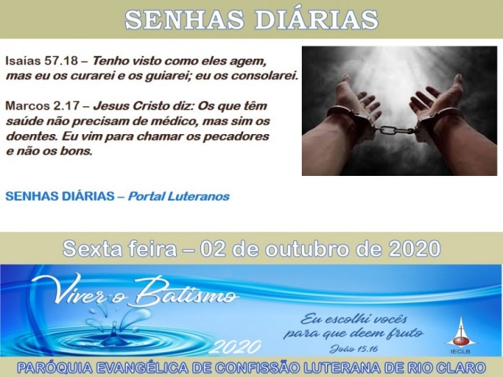 Senhas do dia - 02.10.2020