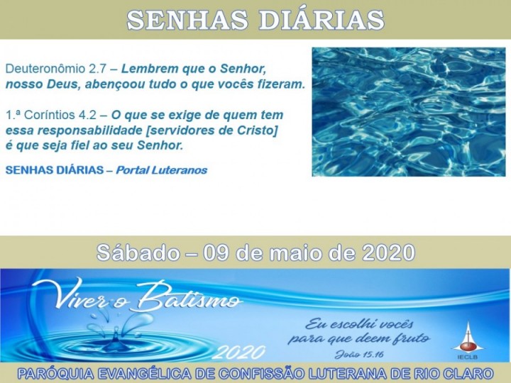 Senhas do dia - 09.05.2020