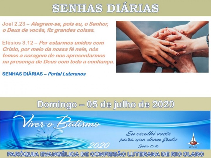 Senhas do dia - 05.07.2020