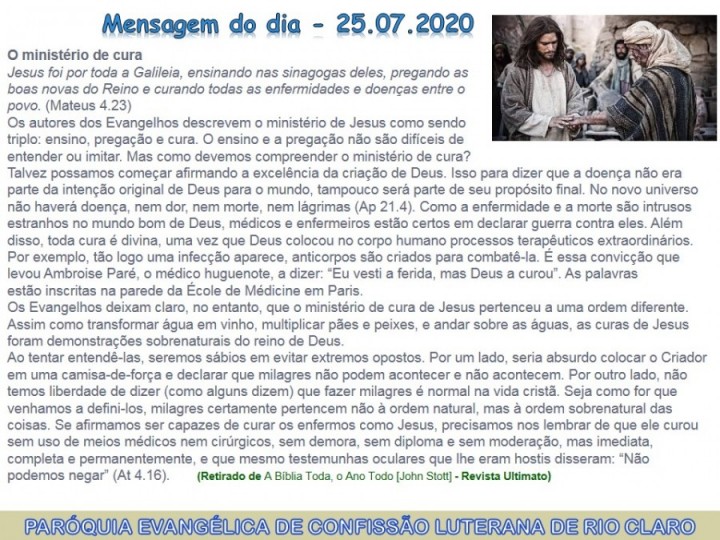 Mensagem do dia - 25.07.2020