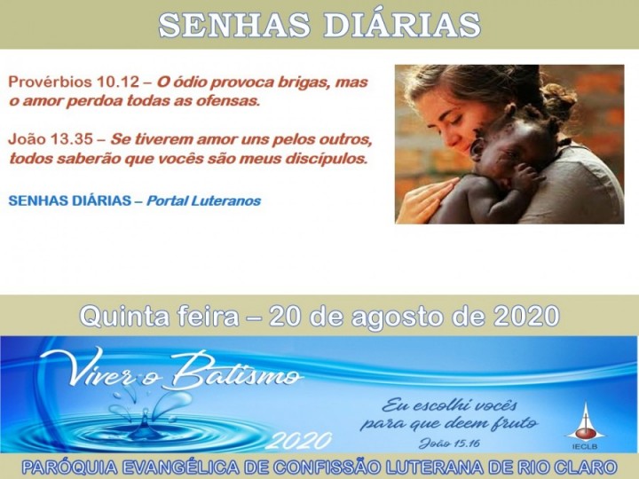 Senhas do dia - 20.08.2020