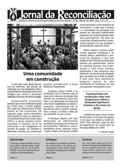 Jornal da Reconciliação. Ano 11