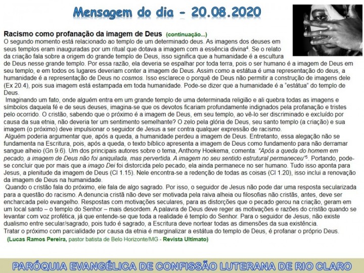 Mensagem do dia - 20.08.2020