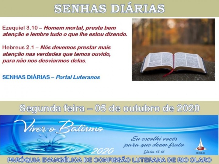 Senhas do dia - 05.10.2020