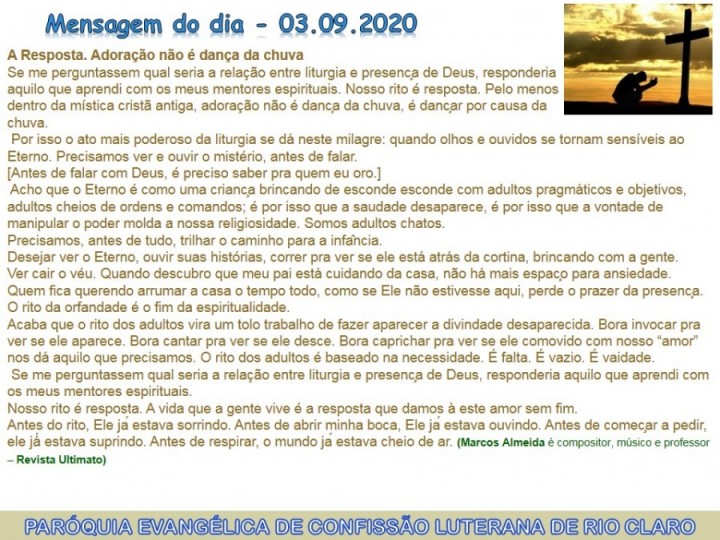 Mensagem do dia - 03.09.2020
