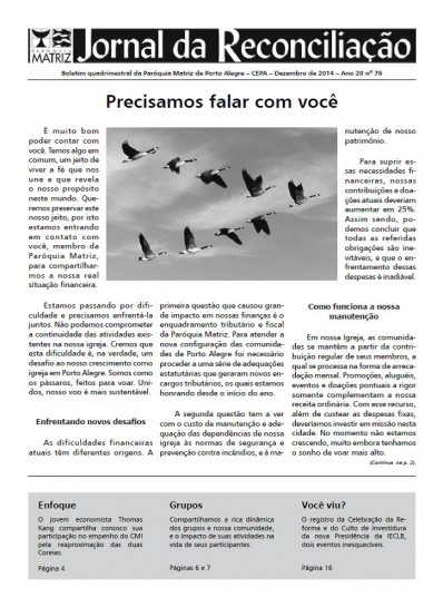 Jornal da Reconciliação. Ano 20