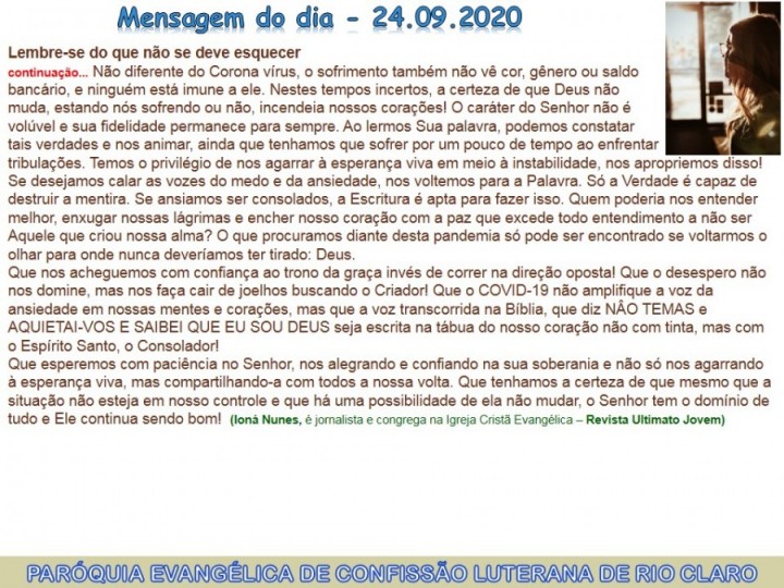 Mensagem do dia - 24.09.2020