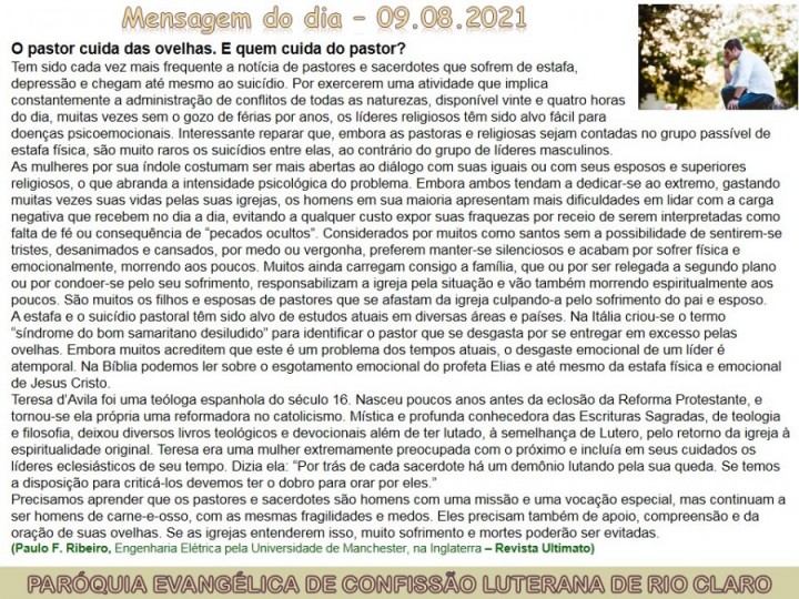 Mensagem do dia - 09.08.2021
