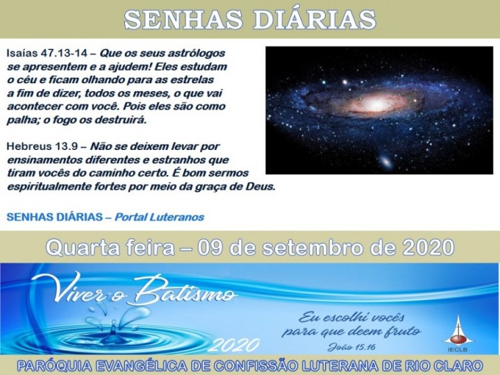 Senhas do dia - 09.09.2020