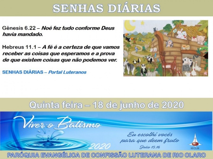 Senhas do dia - 18.06.2020