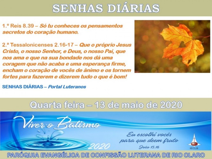 Senhas do dia - 13.05.2020