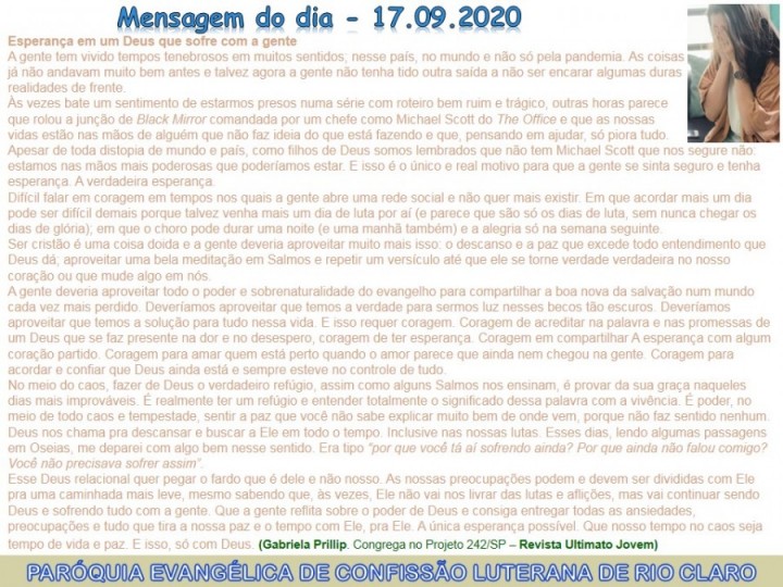 Mensagem do dia - 17.09.2020