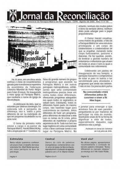 Jornal da Reconciliação. Ano 11