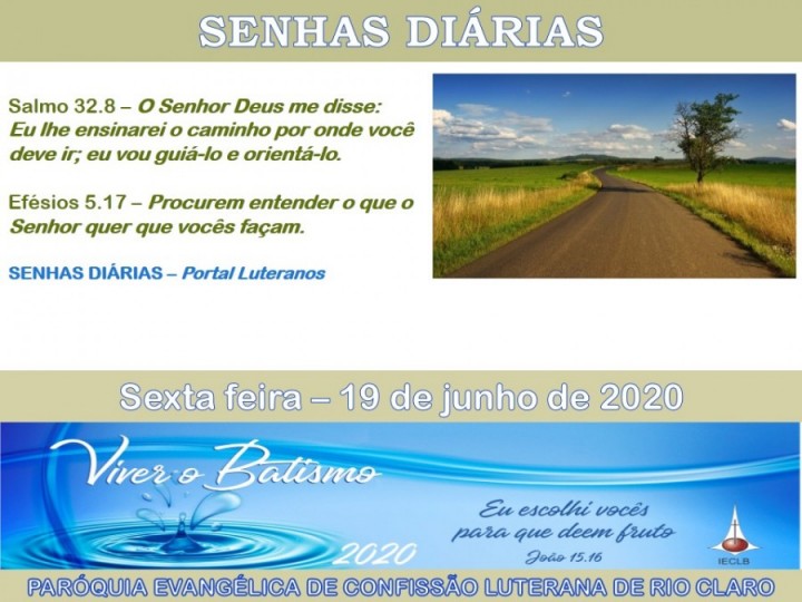 Senhas do dia - 19.06.2020