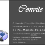 Convite do Culto de Instalação Pastora Mariele_Palmeira das Missões