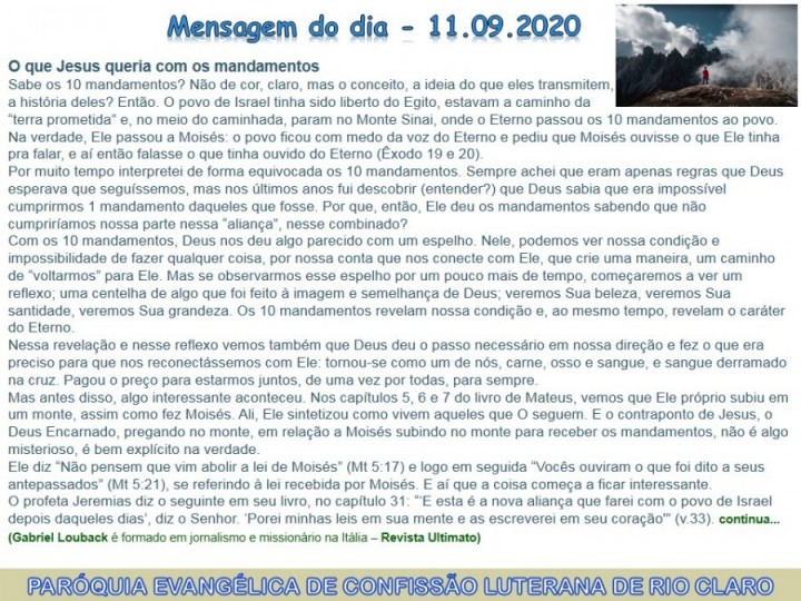 Mensagem do dia - 11.09.2020