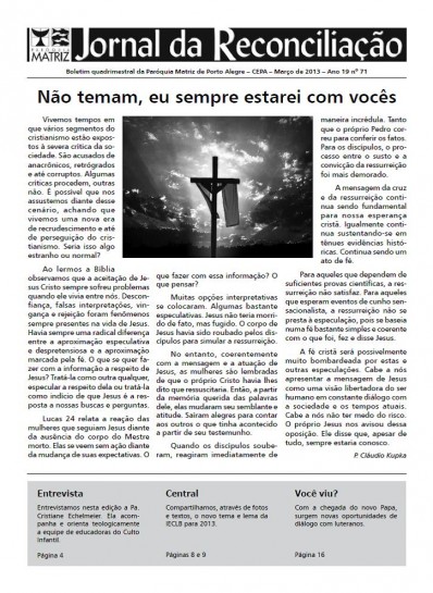 Jornal da Reconciliação. Ano 19