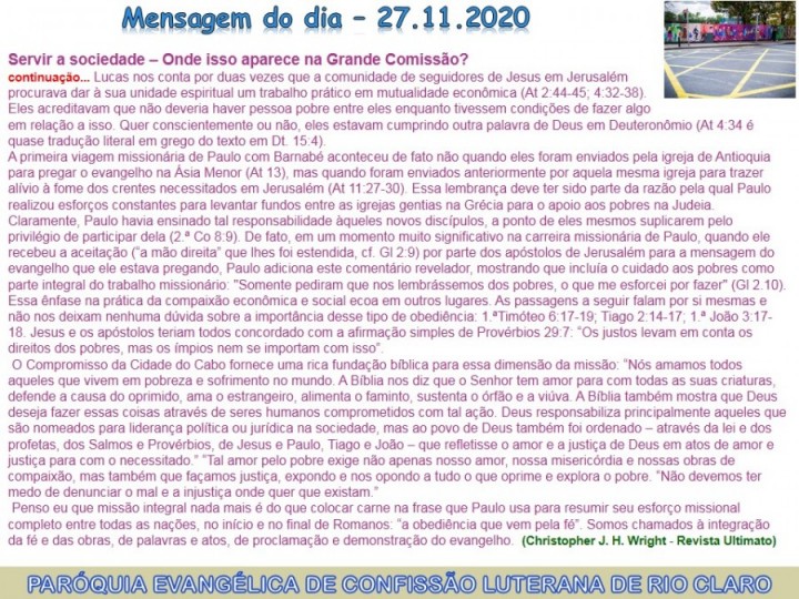 Mensagem do dia - 27.11.2020