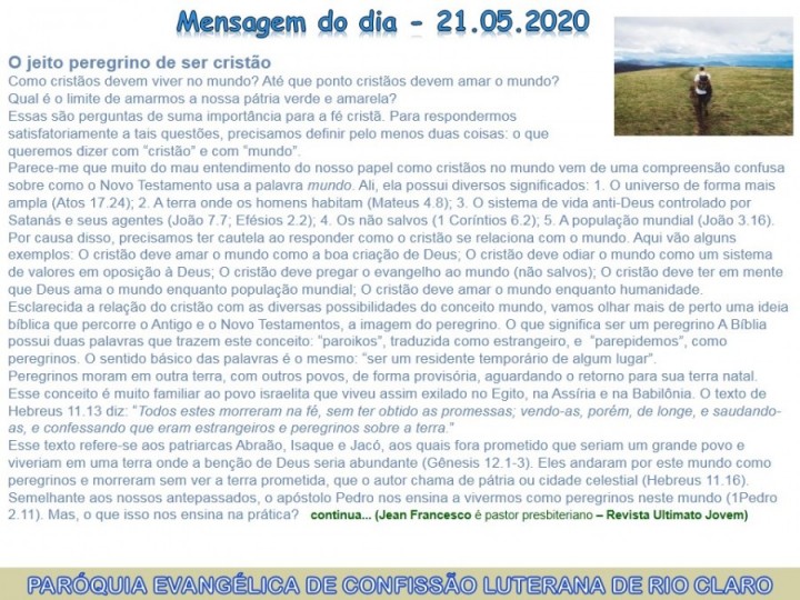 Mensagem do dia - 21.05.2020