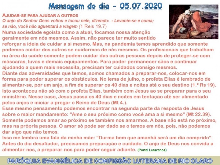 Mensagem do dia - 05.07.2020