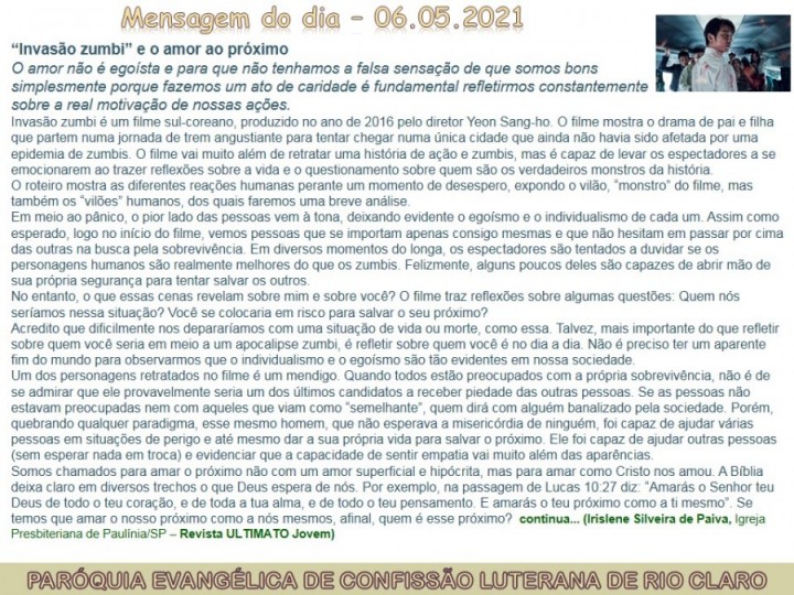 Mensagem do dia - 06.05.2021