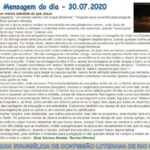 Mensagem do dia - 30.07.2020