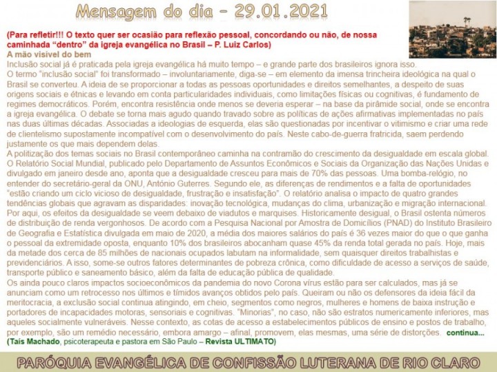 Mensagem do dia - 29.01.2021