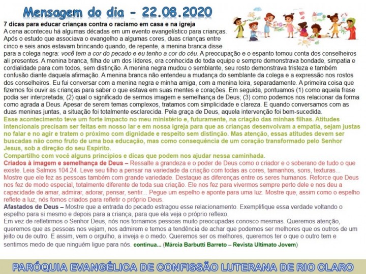 Mensagem do dia - 22.08.2020