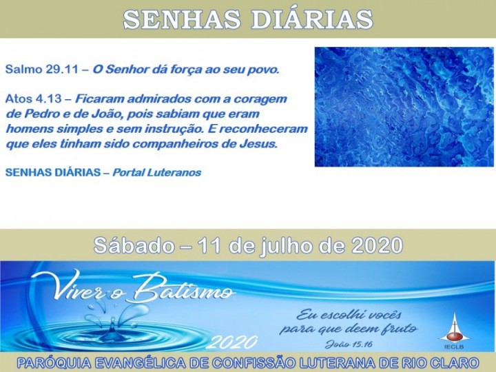 Senhas do dia - 11.07.2020