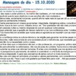 Mensagem do dia - 15.10.2020