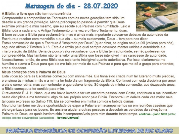 Mensagem do dia - 28.07.2020