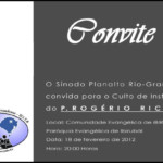 Convite do Culto de Instalação Pastor Rogério