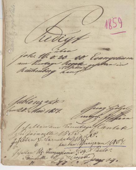 Pastor Georg Hölzel 16.23-30 - Predigt/Prédica - João 16.23-30 - 25/05/1851