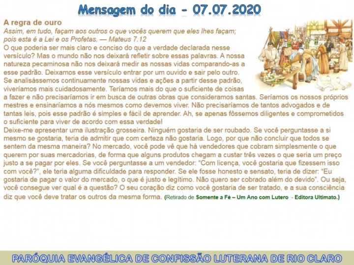 Mensagem do dia - 07.07.2020
